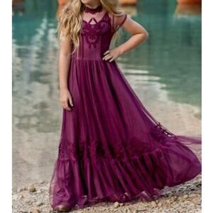 MIA JOY x JOYFOLIE | Jolie Maxi Dress Plum High Neck Lace Gown Ball | 12 Girls
